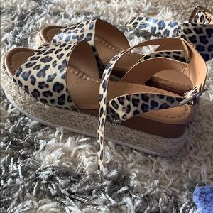 Leopard wedge espadrille sandal